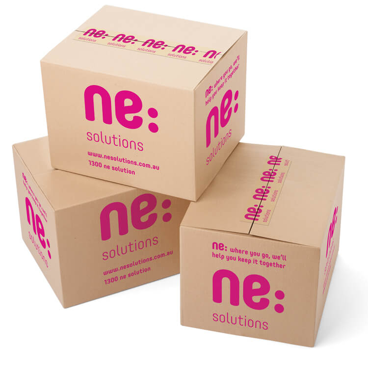 ne:solutions branded packing box