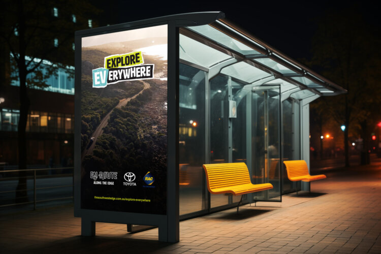 Explore EVerywhere ad on bus stop.